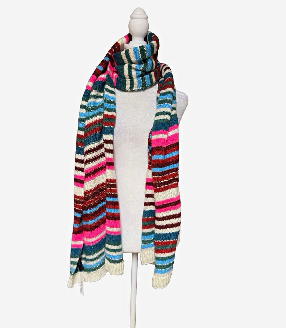 Lane Bryant Women's Multicolor Striped Knit Rectangle Scarf Metallic Thread
